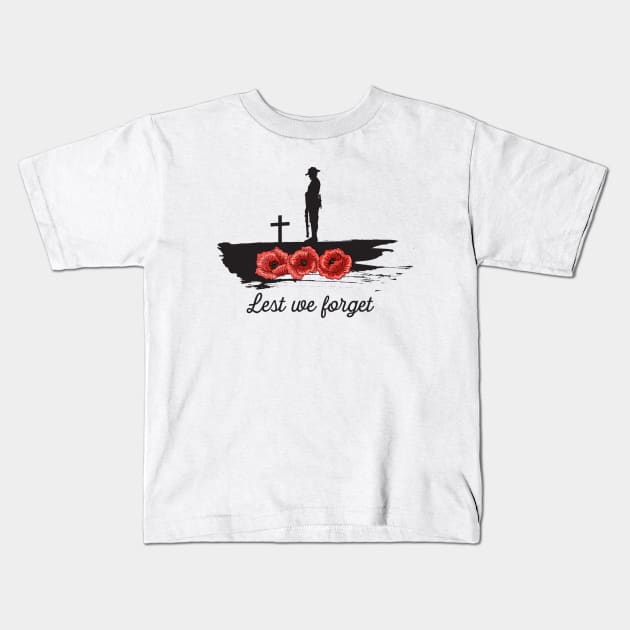 Lest We Forget Remembrance Armistice Day Kids T-Shirt by CHNSHIRT